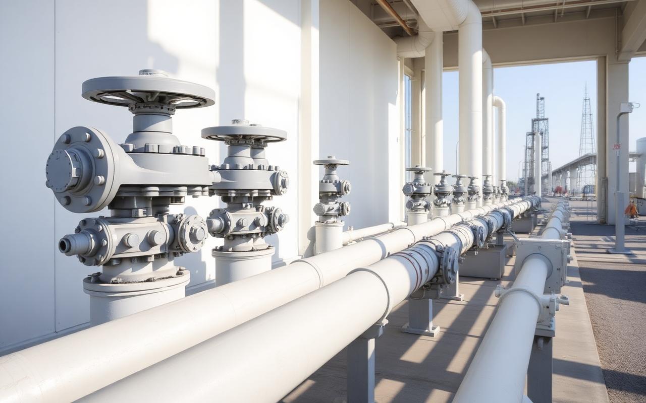 Industrial pipe manifolds at a fuel terminal